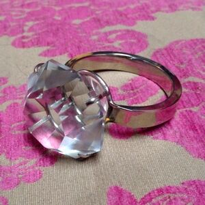 Vintage Huge Diamond Cut Glass Ring for Jewellery Case Display, Novelty item 60s